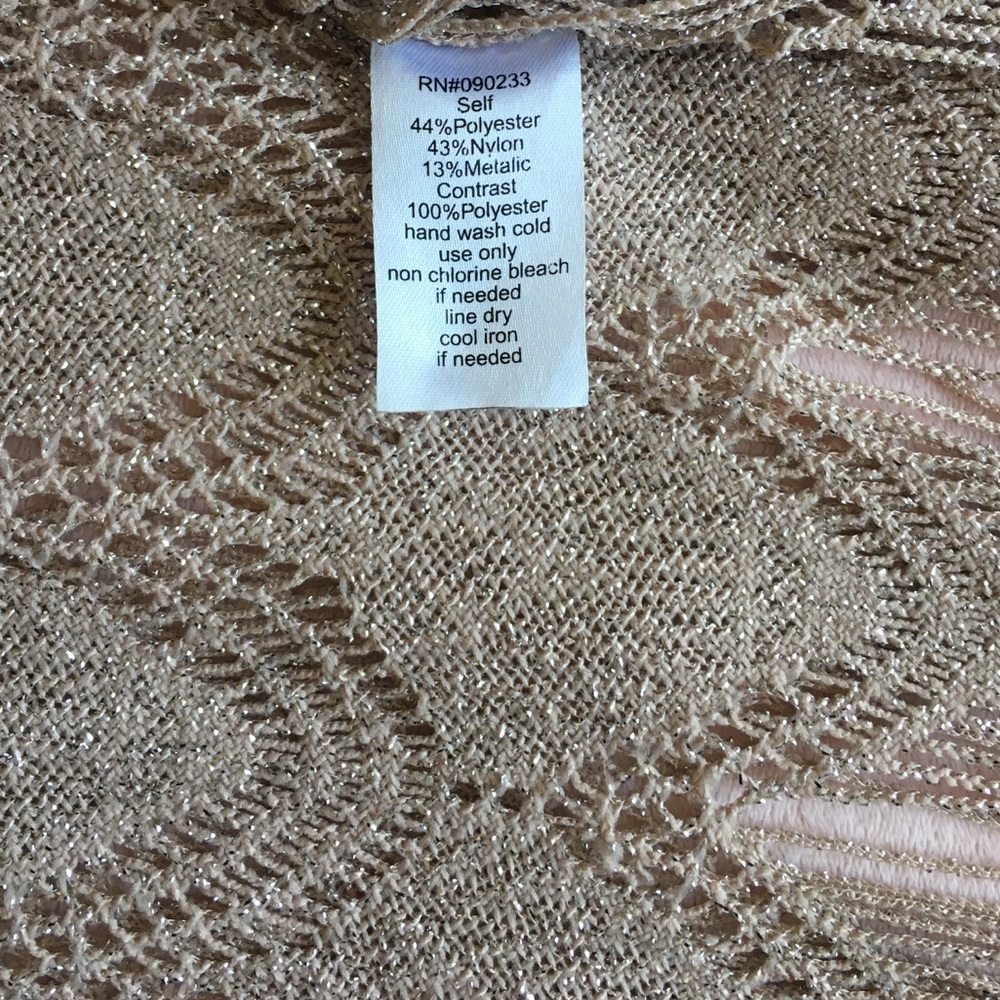 Kirra Metallic Gold Fringe Shimmer Boho Festival Evening Knit Top, Size M - Picture 4 of 5